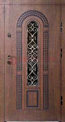 Стальная коричневая дверь с виноритом и МДФ ДВТ-81 в Долгопрудном