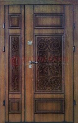 Входная железная дверь с виноритом и резьбой ДВТ-96 в Волоколамске
