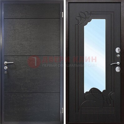Темная Железная дверь c виноритом и МДФ с зеркалом ДЗ-119 в Химках