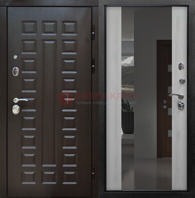 Коричневая металлическая дверь с зеркалом ДЗ-22 в Луге