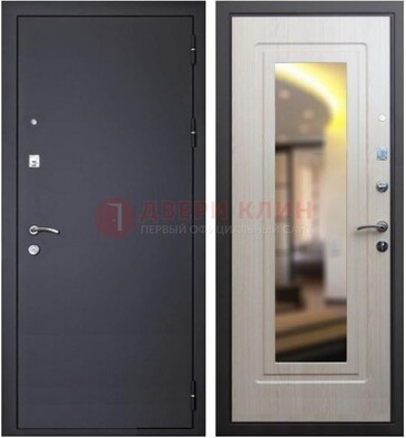 Черная металлическая дверь с зеркалом ДЗ-26 в Выборге