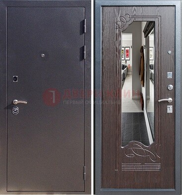 Черная входная дверь с зеркалом МДФ внутри ДЗ-29 в Выборге