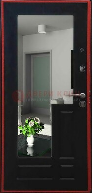 Черная железная дверь с зеркалом МДФ внутри ДЗ-2 в Луге