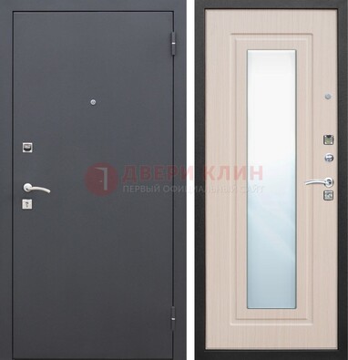 Черная входная дверь с зеркалом МДФ внутри ДЗ-31 в Луге