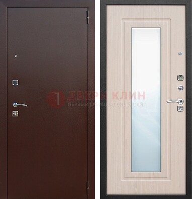 Входная дверь с порошковым покрытием филенчатой МДФ и зеркалом ДЗ-65 в Луге