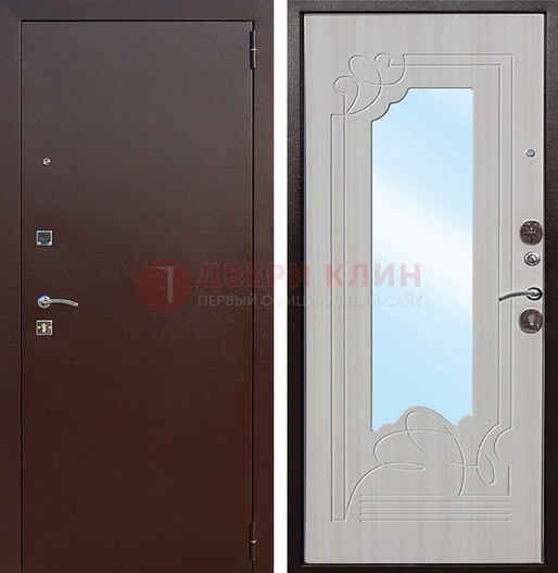 Стальная дверь с порошковым покрытием с резной МДФ и зеркалом ДЗ-66