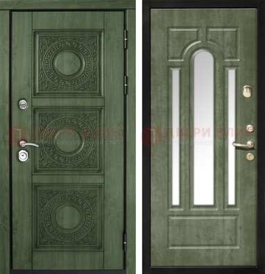 Темная дверь с виноритом и МДФ с зеркалом ДЗ-68 в Луге