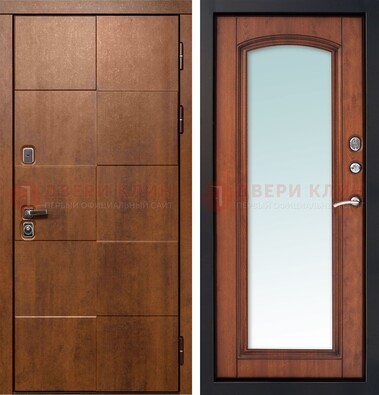 Белая филенчатая дверь с фрезерованной МДФ и зеркалом ДЗ-81 в Луге