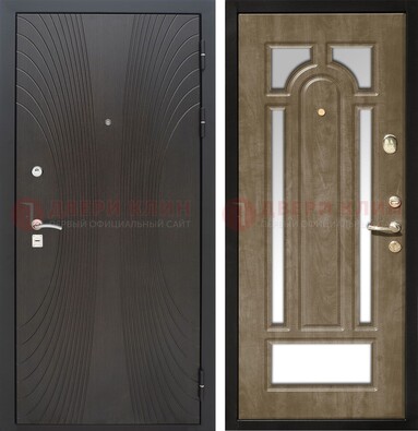 Белая металлическая дверь с МДФ Венге и зеркалом ДЗ-82 в Луге