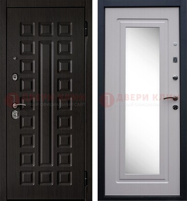 Металлическая дверь с белыми МДФ и зеркалом ДЗ-83 в Луге