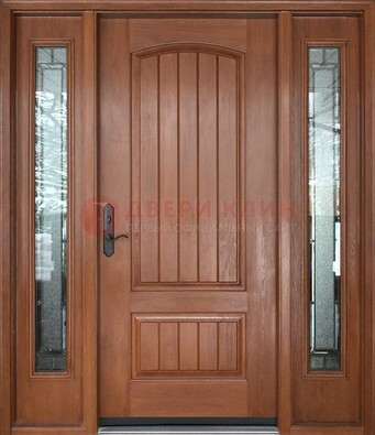 Стальная дверь с массивом дуба и витражом для дома ВЖ-17 в Луге