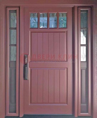 Входная дверь с массивом с фрамугами и витражом ВЖ-19 в Луге